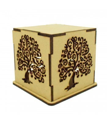 Laser cut Small Tea Light Box - Love Heart Tree Design